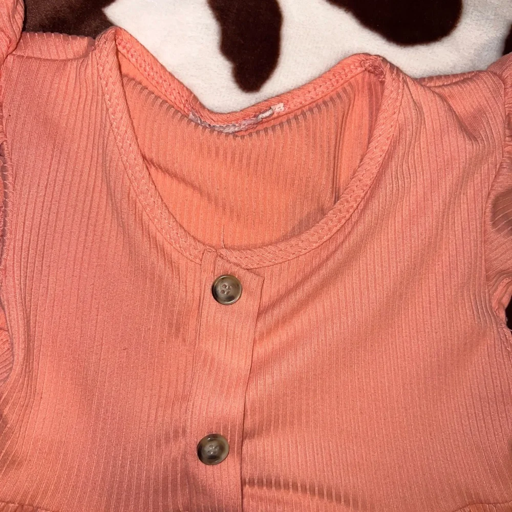 Coral Button-Up Ribbed Dress - Picture 1 of 3